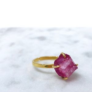Raw Pink Agate Ring
